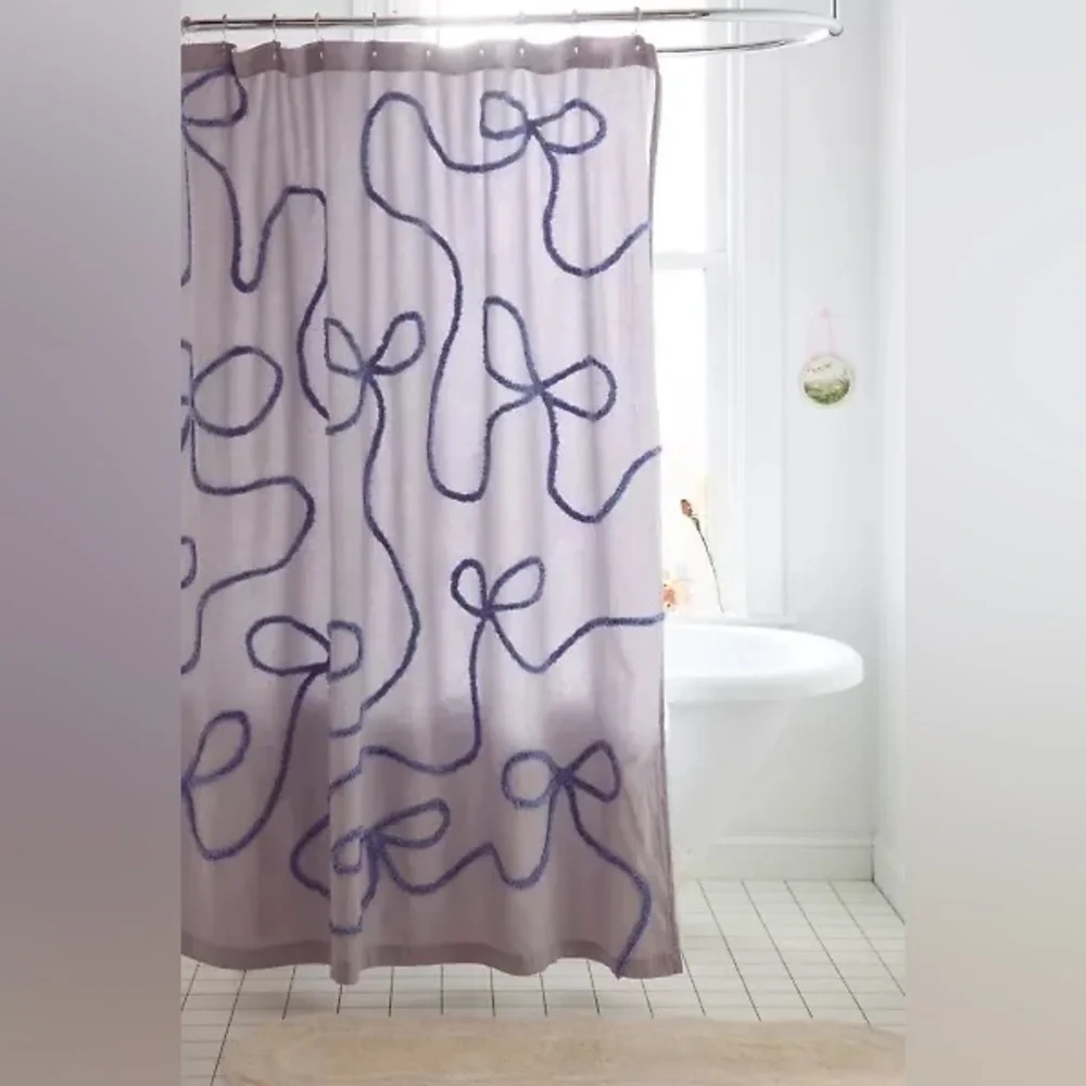 Wild Bows Tufted Shower Curtain from UO Home Cornflower Blue